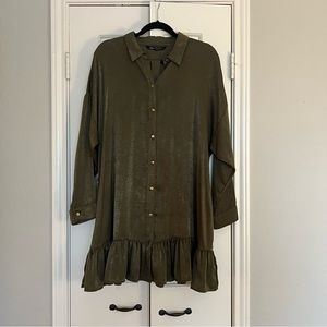 Green Zara Button down dress